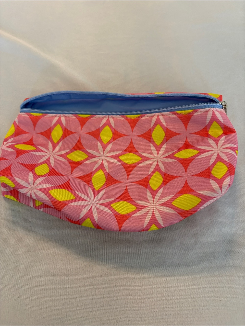 Clinique Pink Cosmetic Pouch with Yellow Accents